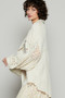 POL Openwork Lantern Sleeve Button Down Gauze Shirt