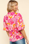 Haptics Full Size Frill Floral Puff Sleeve Blouse
