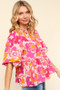 Haptics Full Size Frill Floral Puff Sleeve Blouse