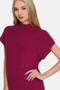 Zenana Mock Neck Short Sleeve Sweater Dress
