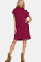 Zenana Mock Neck Short Sleeve Sweater Dress