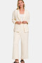 Zenana Quilted Button Up Long Sleeve Top and Pants Lounge Set