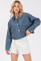 bytos Button Down Cropped Denim Jacket with Patch Pockets