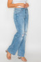 bytos Full Size Distressed High Rise Straight Jeans
