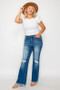 bytos Full Size Raw Hem Distressed High Rise Bootcut Jeans