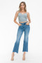bytos Raw Hem Distressed Mid Rise Crop Jeans