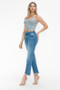 bytos Raw Hem Distressed Mid Rise Crop Jeans