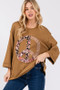 SAGE + FIG Floral Peace Patch Round Neck Top