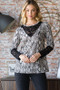 Heimish Full Size Snakeskin Print Round Neck Lace Contrast Top