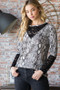 Heimish Full Size Snakeskin Print Round Neck Lace Contrast Top