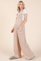 BOMBOM Knot Straps Wide Leg Ribbed Overalls with Pockets