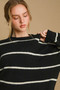Umgee Wool Blend Striped Round Neck Sweater