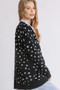 Umgee Polka Dot Open Front Drop Shoulder Cardigan