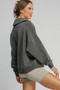 Umgee Johnny Collar Dropped Shoulder Sweatshirt