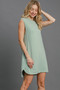 Umgee Round Neck Sleeveless High-Low Curved Hemline Mini Dress