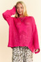 Davi & Dani Star Front Crochet Drop Shoulder Knit Top