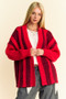 Davi & Dani Cable-Knit Color Block Open Front Cardigan