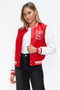 Love Me Now PU Leather Contrast Snap Down Bomber Jacket