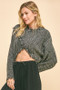 Davi & Dani Fringe Hem Overlapping Asymmetrical Crop Sweater