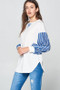 Super Lady Full Size French Terry Striped Long Sleeve Top