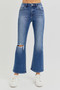 RISEN Full Size Distressed High Rise Crop Flare Jeans