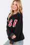 SAGE + FIG USA Letter Patch Round Neck Sweatshirt