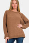 Zenana Side Slit Raglan Sleeve Sweater