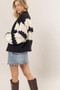 HYFVE Scallop Striped Open Front Long Sleeve Sweater Cardigan