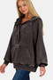 Zenana Acid Wash Fleece Kangaroo Hoodie