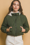 Love Tree Zip Up Cropped Hooded Sherpa Reversible Jacket