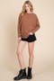 BOMBOM Drop Shoulder Long Sleeve Knit Top