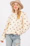 SAGE + FIG Heart Printed Contrast Long Sleeve Sweatshirt