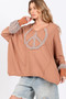 SAGE + FIG Peace Sign Mineral Wash Terry Top