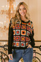 BiBi Granny Square Front Long Sleeve Top