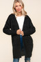 Haptics Stripe Textured Open Front Cardigan with Pockets