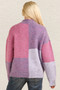 VERY J Color Block Mock Neck Drop Shoulder Sweater