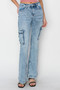 RISEN Full Size High Rise Cargo Flare Jeans
