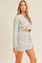MABLE Houndstooth Cropped Knit Cardigan and Mini Skirt Set