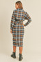 Mable Plaid Flannel Front Tie Button Down Shirt Dress