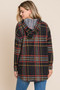 BOMBOM Drawstring Plaid Long Sleeve Hoodie
