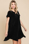 Culture Code Full Size Short Sleeve Ruffled Asymmetric Hem Dress