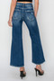 Risen Full Size High Rise Patch Detailed Wide Leg Crop Jeans