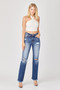 Risen Full Size Raw Hem Distressed Straight Jeans