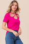 BiBi Cutout Asymmetrical Neck Short Sleeve T-Shirt