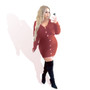 women's fashionable buttoned solid color sweater