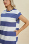 Basic Bae Full Size Striped Round Neck Cap Sleeve Mini Dress