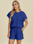 Double Take Full Size Texture T-Shirt and Shorts Set