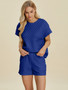 Double Take Full Size Texture T-Shirt and Shorts Set