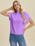 Double Take Full Size Mock Neck Short Sleeve Sweater