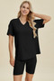 Basic Bae Full Size Ribbed V-Neck Short Sleeve Top and Shorts Set